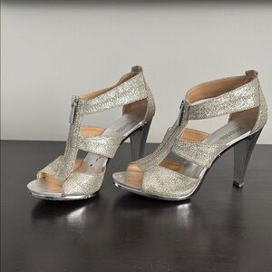Michael Kors silver Glitter High Heel Sandals